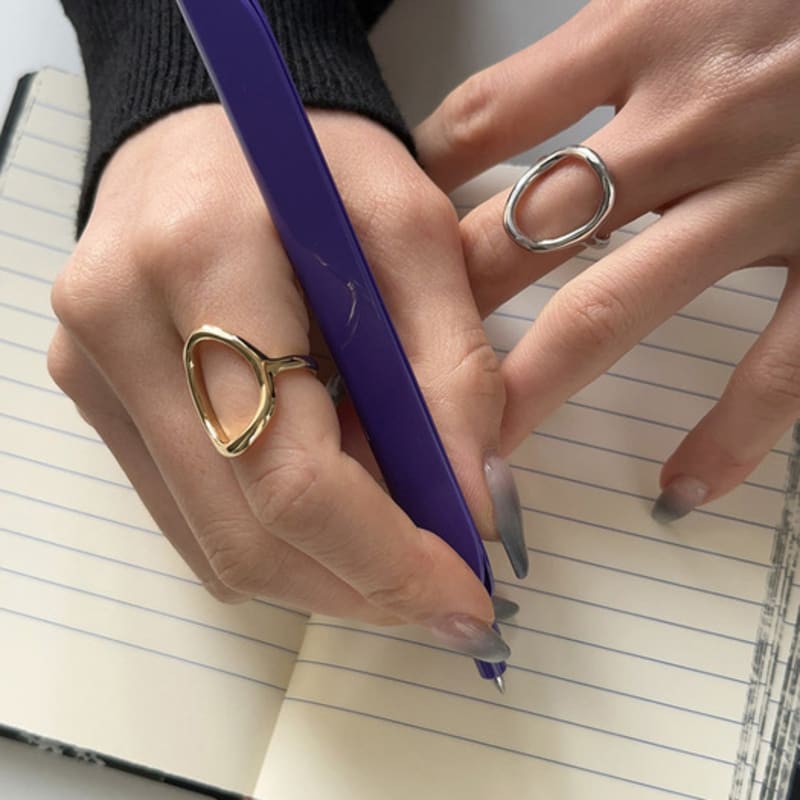 mosxe [925silver] Sketch oval ring (2color)