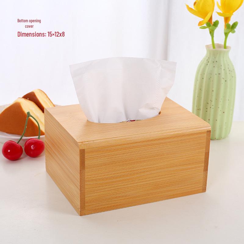 Bamboo Wood Paper Towel Box - Modern Desktop & Car Storage, Creative Bamboo Material, Suitable for Home.