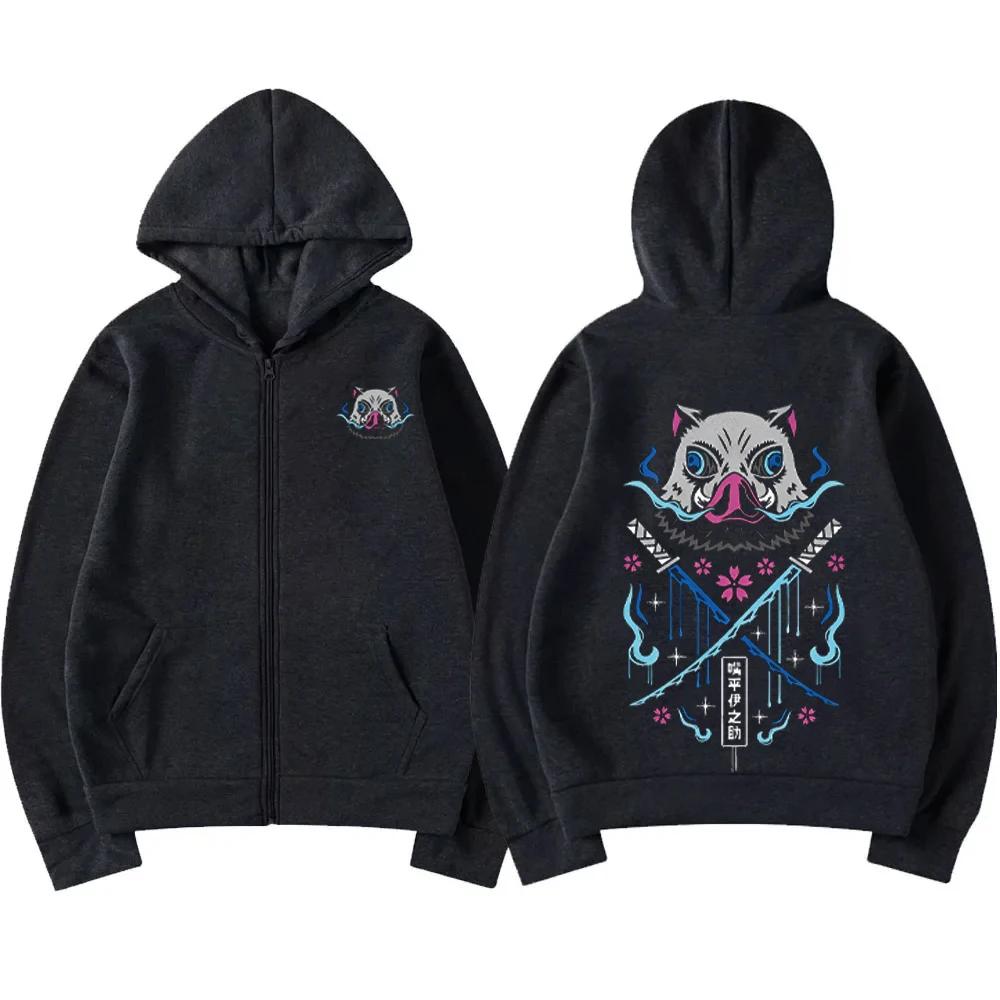 Inosuke Anime Hoodies Men Women Kimetsu No Yaiba Kawaii Manga Sweatshirts Gothic Harajuku Hooded Pullover Casual Streetwear