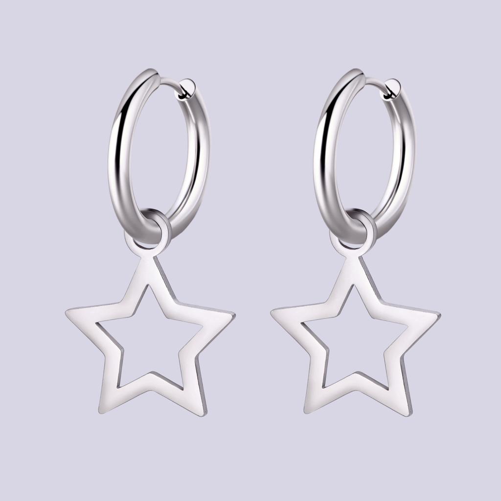 Stainless Steel Star Drop Earrings Women Girls Gold Color Hoop Earrings Minimalist Wedding Jewelry Gift for Friends