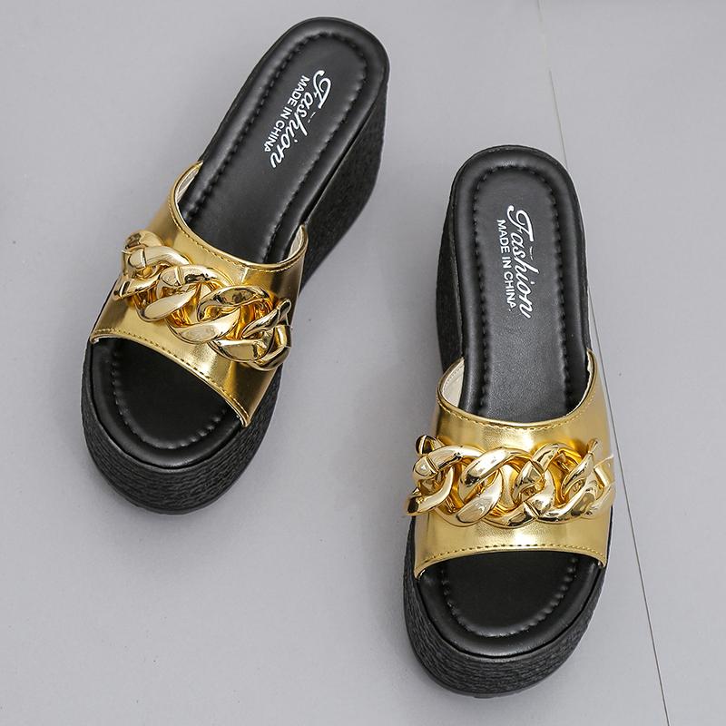 Fashion Metal Chain Sandals Platform Sandals Shoes Women Summer Sandals Beach Shoes Female Casual Shoes 2024 Women's Sandals