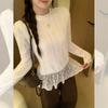 Rice Apricot Sweet Lace Long-sleeved Knitted Sweater Women's Autumn Loose Bottoming Shirt Slim Design Top