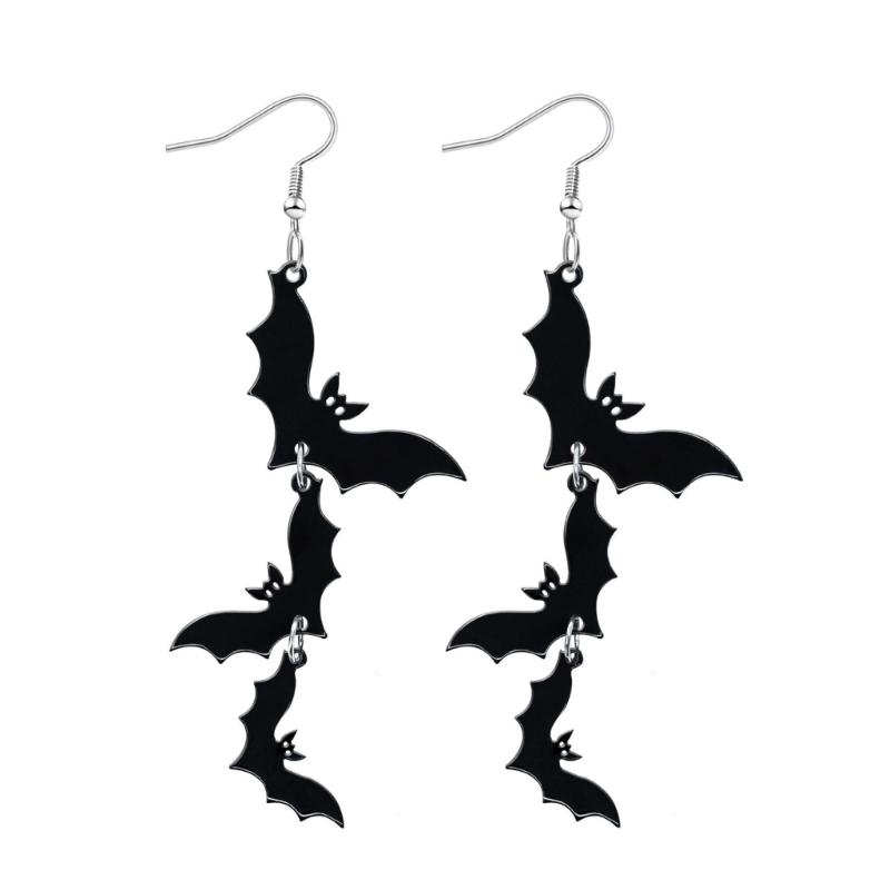 Lightweight Acrylic Skull Bat Dangle Earrings For Women Spooky Halloween Gothic Jewelry Accessories