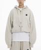 Fanshow Symbol Over Fit Fleece-Lined Hooded Zipup - Oatmeal