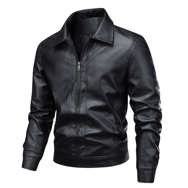 

Solid Color Autumn and Winter Men s Slim Lapel Zipper Cardigan Coat Casual Jacket Top XXXL чорний