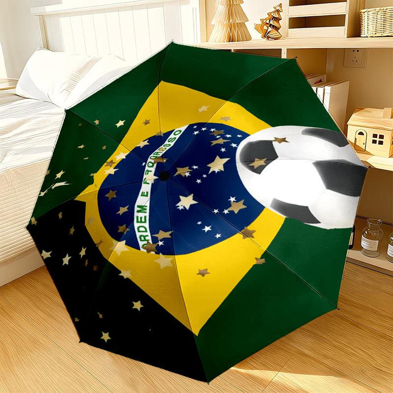 

Brazilian Flag Artwork Umbrella 8-Frame for Travel, camping, Casual Lightweight Portable Umbrella, Essential for every family Holidays Gift