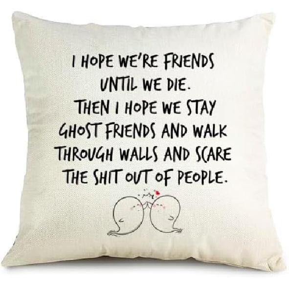 OUZ Best Friendship Gift for Friends Pillow Case - I Hope We're Best Friends, Funny Throw Pillow Cover, Gifts for Women Girls Sisters Gifts for