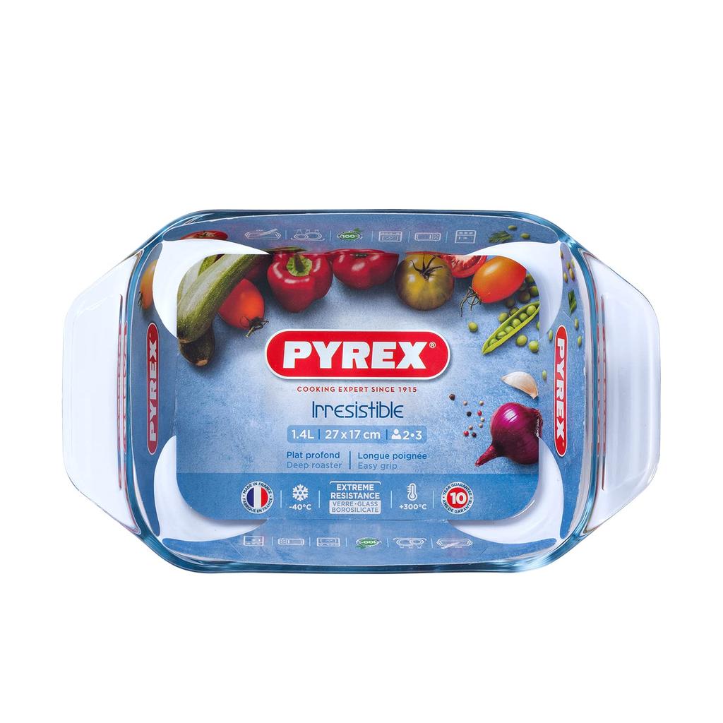 Synergy Trading Pyrex Heat-Resistant Glass Rectangle Container, 0.7L, Roaster, Gratin Dish, Quiche, Oven, and Microwave Safe