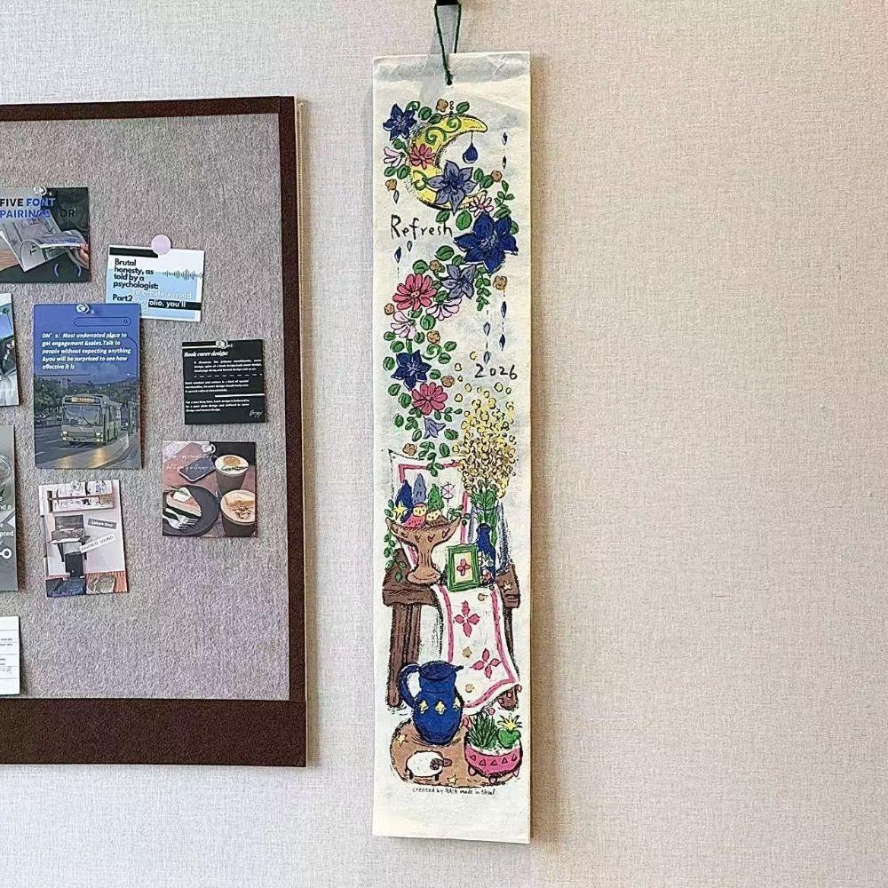 INS Flower Graffiti Illustration 2026 Calendar Flip Page Home Decor Ornament Hanging Calendar Home Decor Calendar Home