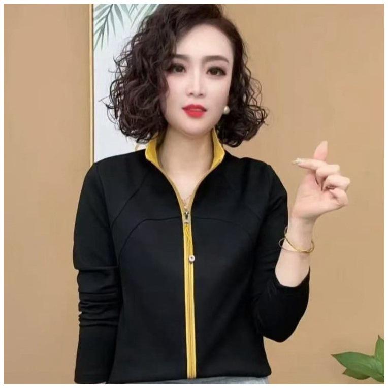 2025 Spring/Autumn Women's Slim Fit Zipper Cardigan with Stand Collar