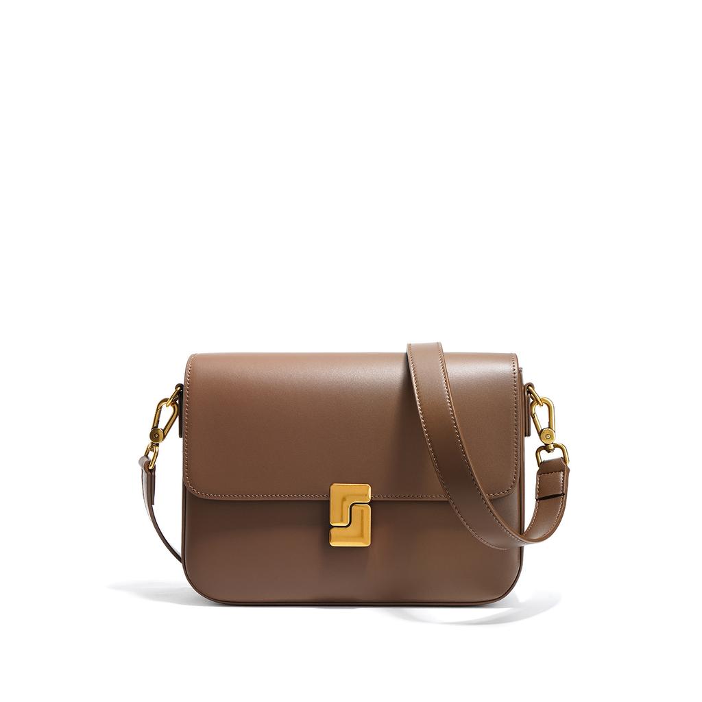 The Flip-top Small Square Bag Is A Simple and Versatile Leather Single-shoulder Crossbody Bag for Spring and Summer Commuting