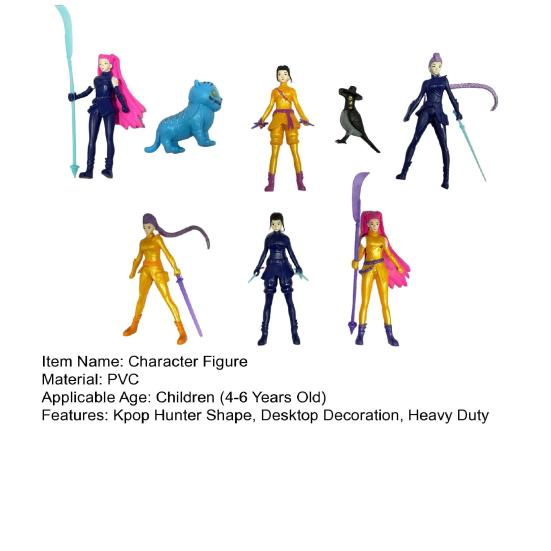 5/6/8Pcs Kpop Hunter Figure Cake Topper Animated Movie Inspired Cartoon Character Figurine Statue Collectible Model Home Office Desktop Decoration