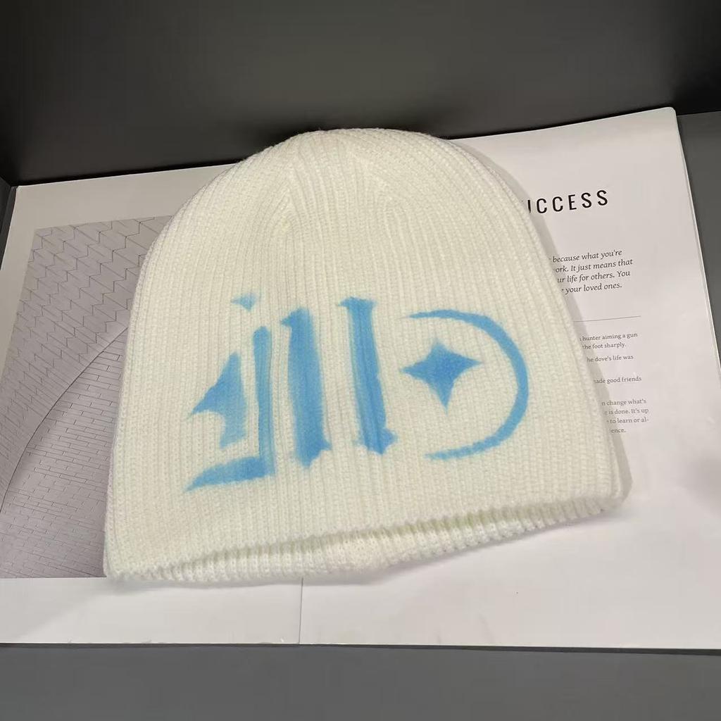 Pile Hat Cold Hat for Men In Autumn and Winter Street Sweet and Cool European and American Style Spray Painted Knitted Woolen Hat for Women