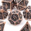 7 Pcs Black Copper Skull Metal Dice Solid Metal Polyhedral Dice Set Suitable for Role-Playing RPG Board Game Card Game