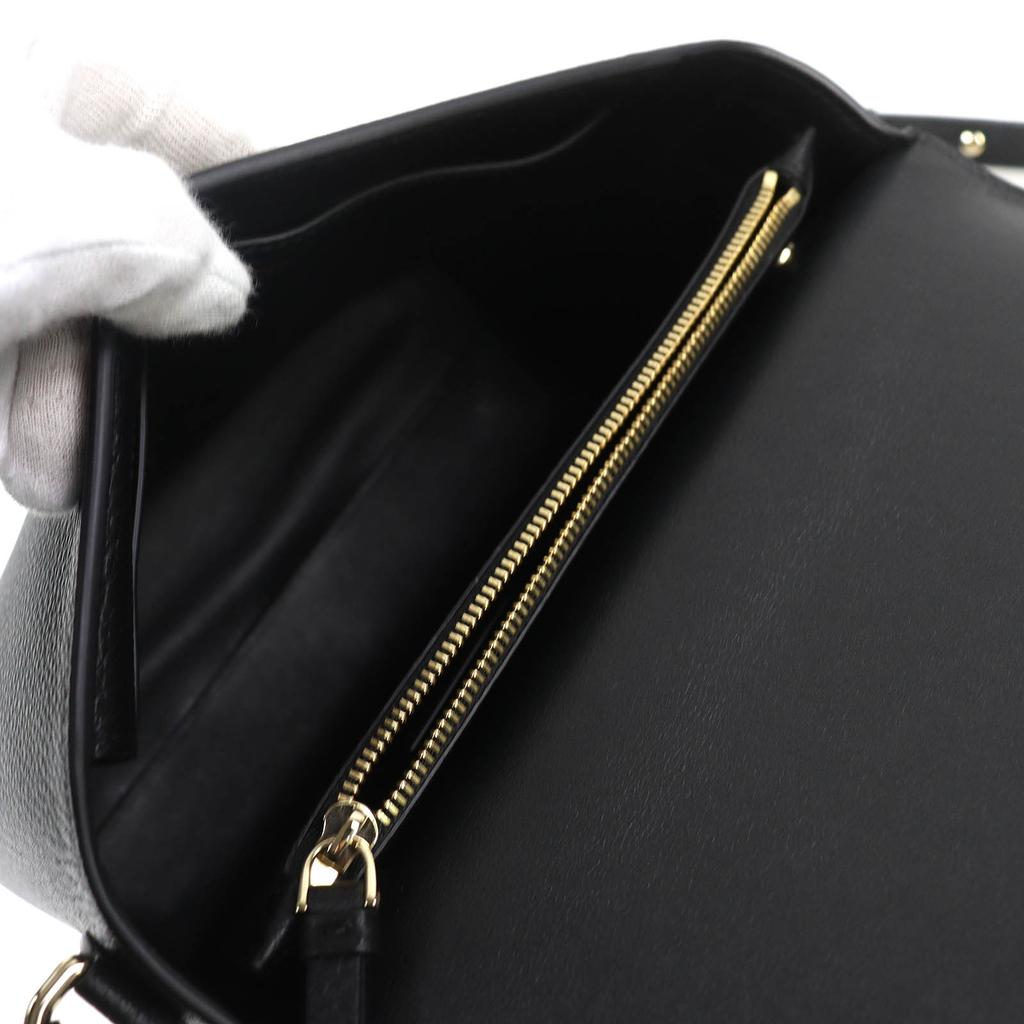 Pristine Salvatore Ferragamo Shoulder Bag Studio Gancini Leather Black 21H886 Used