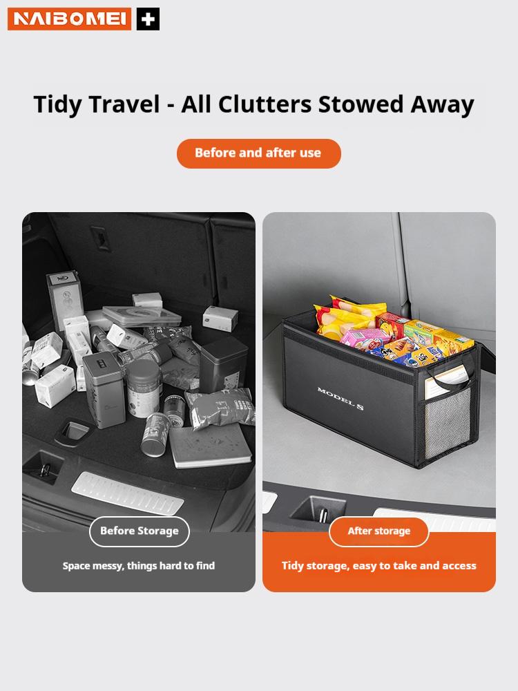 Car Trunk Foldable Storage Box Multi-Purpose Storage Organizer Bag Large-Capacity Stowing Tidying Bag For Tesla Model S