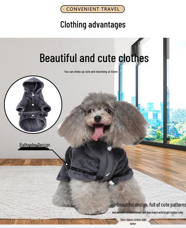 Two-Legged Fleece Dog Bathrobe and Towel for Small and Medium-Sized Dogs