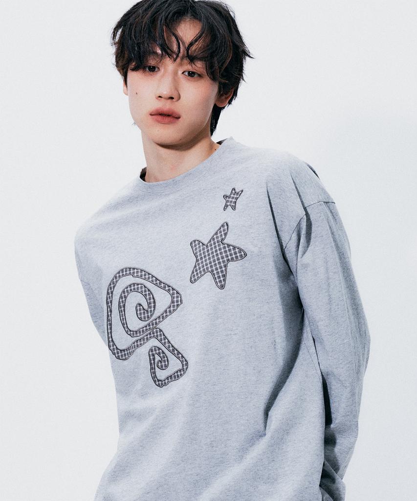 SOMEPLACE MAN Multi Basic Applique Graphic Long Sleeve Oversized Long-Sleeve T-Shirt_3 Colors