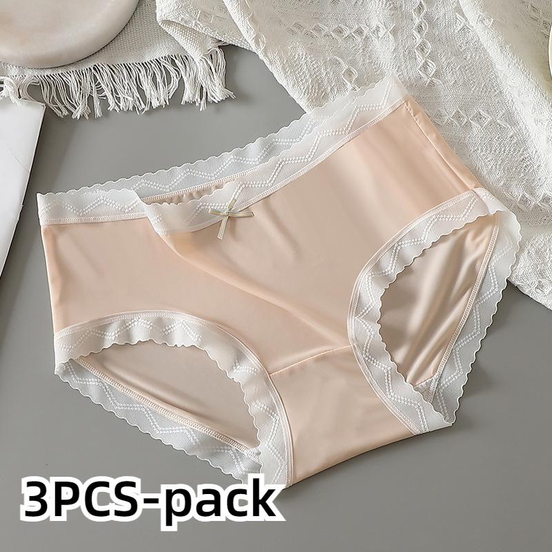 

3-х предметное бесшовное дышащее нижнее белье Ice Silk Cool для девочек, однотонные простые хлопковые трусы с промежностью XL оранжевый