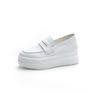 Muffin Platform White Shoes Women's Spring and Autumn Single Shoes Leather Light Lazy One Pedal Two Wear Casual Shoes