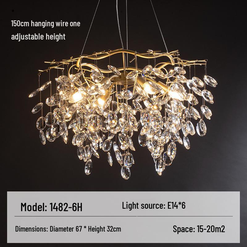 Firefly Branch Crystal Pendant Lamp - Post-modern Luxury Lighting for Living Room, Bedroom, and Dining Room.