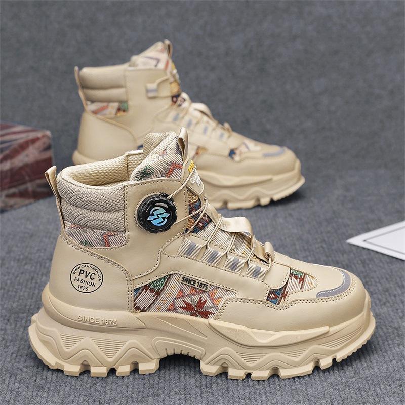 Autumn New Shoes for Men Boots Outdoor Fashion Print Casual Sport Hiking Shoes Ankle Boots