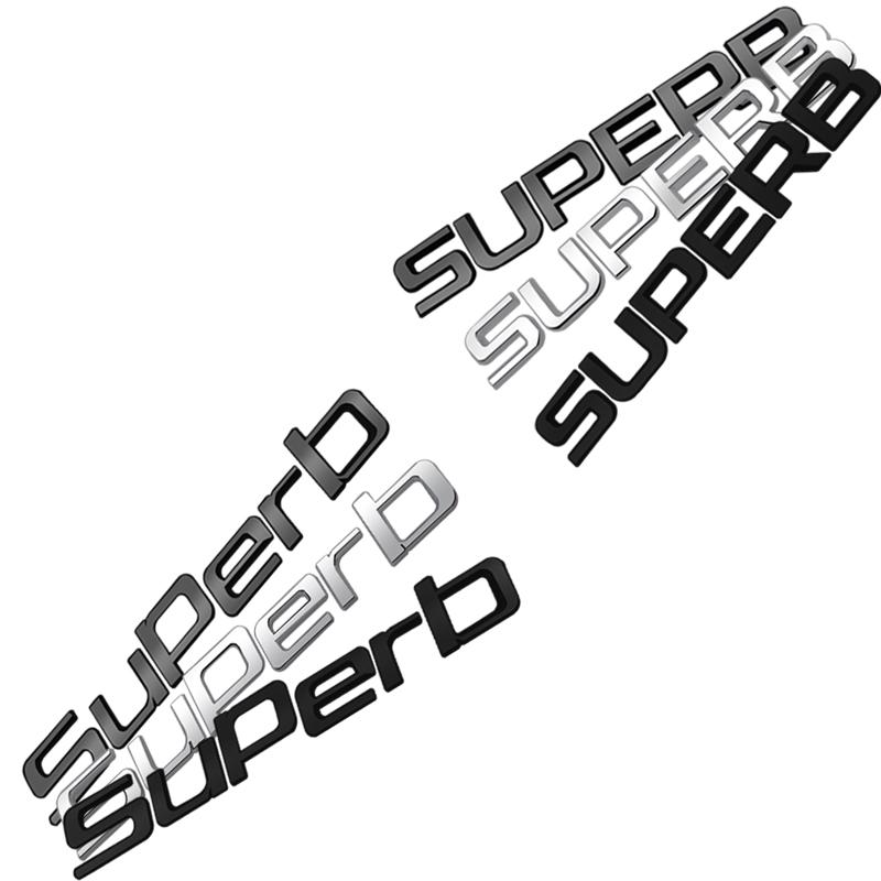 JIYQ3 Car Emblem Metal Badge Logo Body Decals Sticker For Skoda Superb Glossy Black Matte Black Auto Accessories