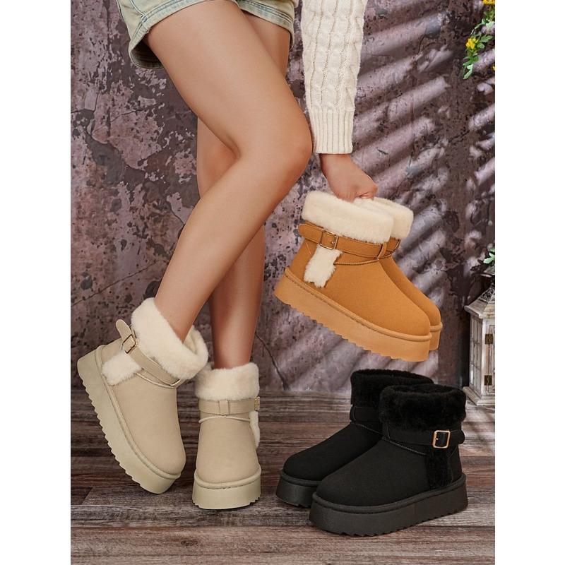 Women's Plus-Size Short Snow Boots - Faux Suede, Autumn/Winter 2025 New Style, Warm and Thick