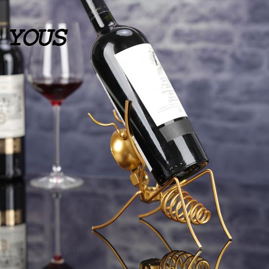 Ant Shaped Wine Holder Metal Rack, Freestanding Bottle Holder,Stable Retro Solid Stand Art Ornament Red Stand, for Home Kitchen Bar Decor Eye-catching