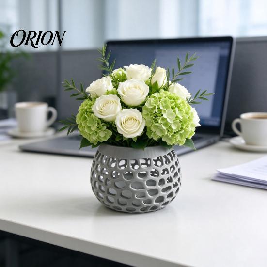 Decorative Table Centerpiece 3D Printed Hollow Vase, Modern Geometric Flower Container, Minimalist Desktop Organizer for Dried Flowers Niche Interior