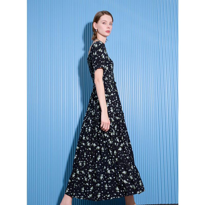 Sancai 2025 Summer Square Neck Floral Maxi Dress