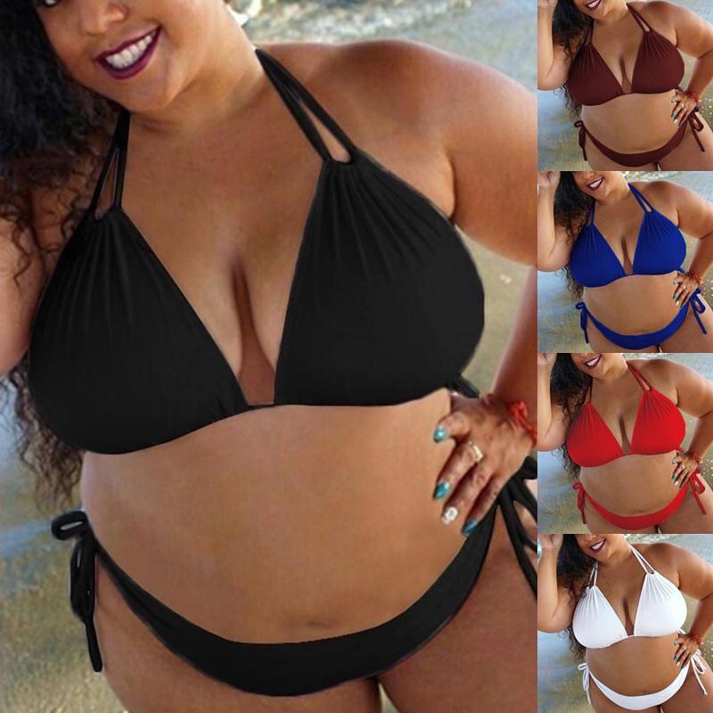 Stylish Women's Solid Push Up Padded Plus Size Bikini Set For Flattering Comfort And Fit
