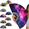 Decorative Fan Folding Sturdy Bone Exquisite Pattern Bright Color Glow In The Dark Festival Performance Party Supply