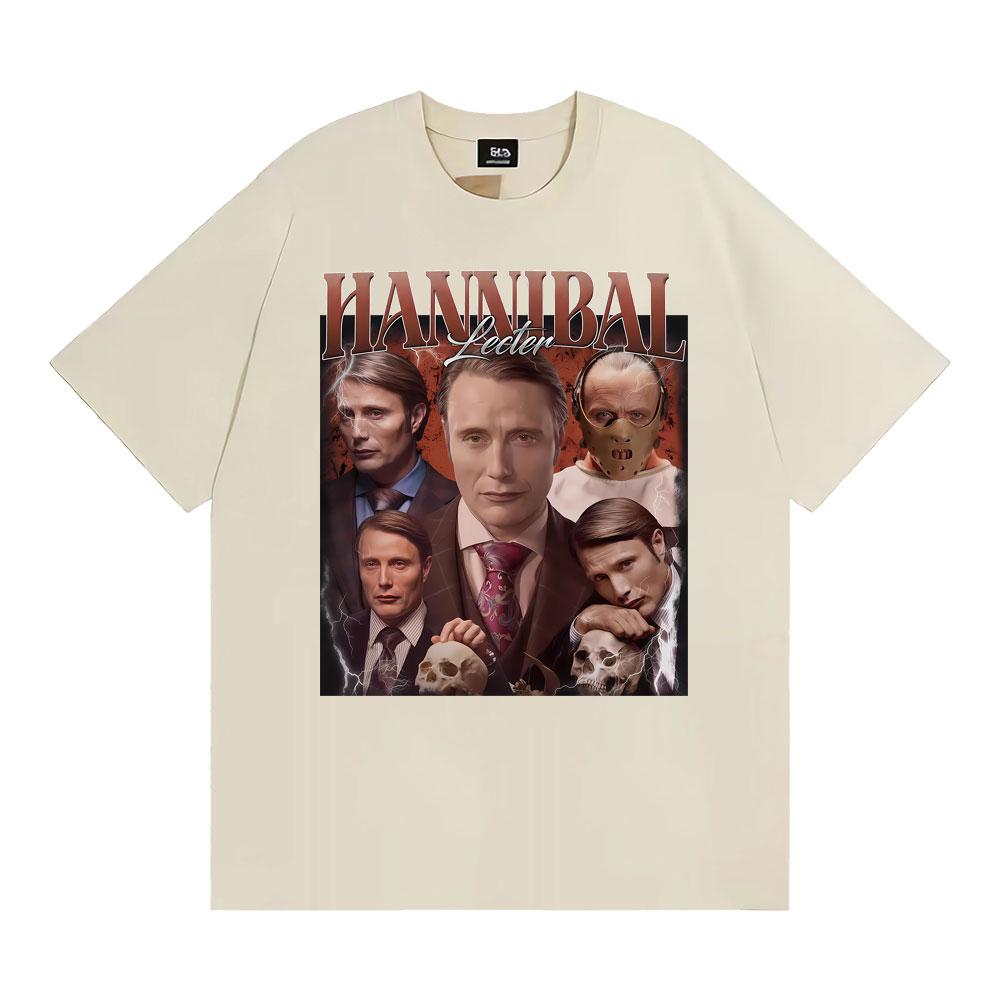 Vintage Style Hannibal Lecter Mads Mikkelsen T-shirt Men Women Fashion Casual Oversized T Shirts Summer Tops 100% Cotton T Shirt