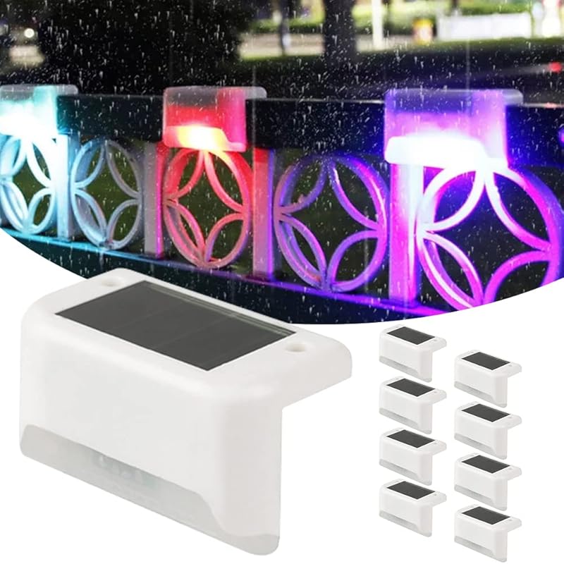 EROCK 8 Pack Solar Deck Lights, LED Solar Step Lights Waterproof Solar Lamp Outdoor Lighting for Stair, Deck, Patio, Yard, Pathway, Fences, Driveway