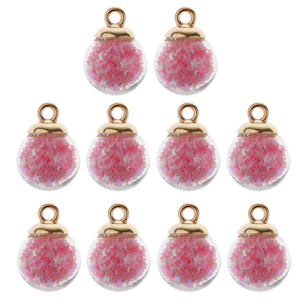 10 stykker 16 mm Tiny Star Glass Ball Charms Pendant DIY Craft rosa