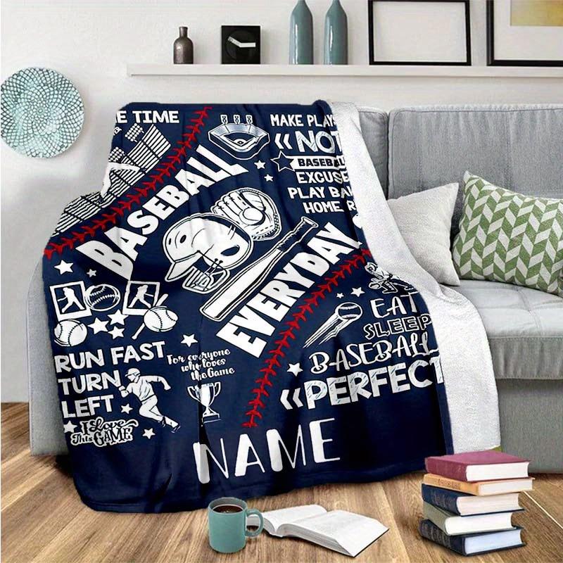 Blue Baseball Customize Your Name Blanket Warm Comfortable And Soft Blankets Are Suitable For Home Lunch Break Blanket Office Sofa Sofa Gift To