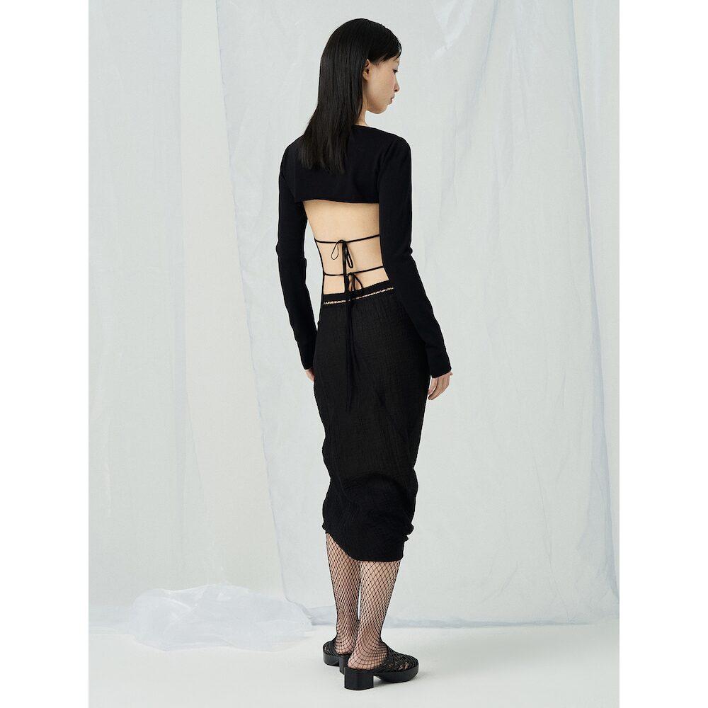 Anggae Back Ribbon 2Way Pullover Black