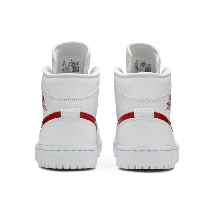 New JORDAN 1 Mid White University Red Women's BQ6472-106