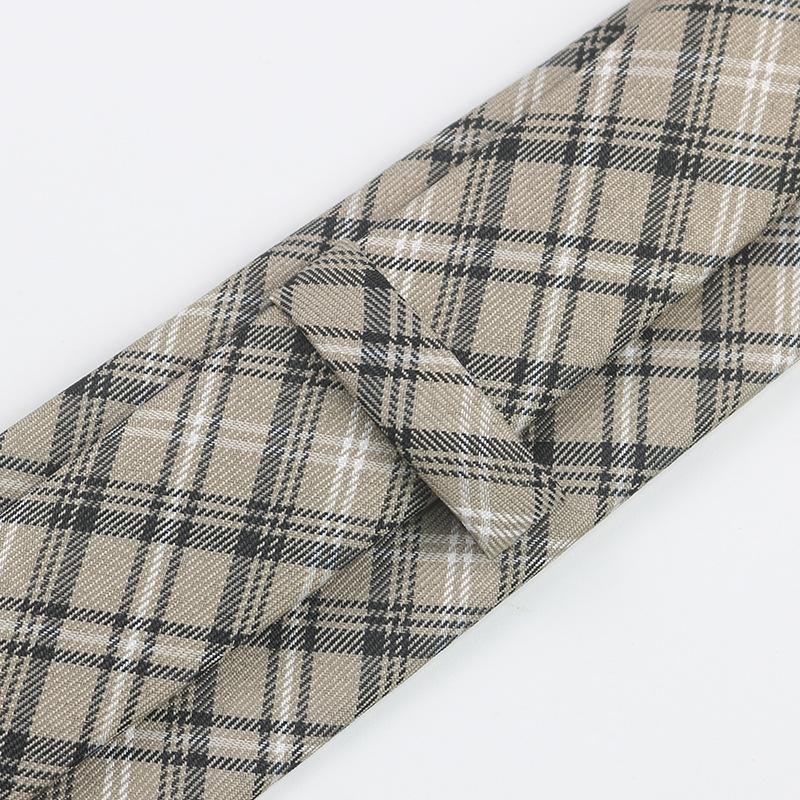 Cravatta a quadri da uomo e da donna, a mano, casual, camicia casual, uniforme, stile college, caffè, retrò, cravatta in cotone
