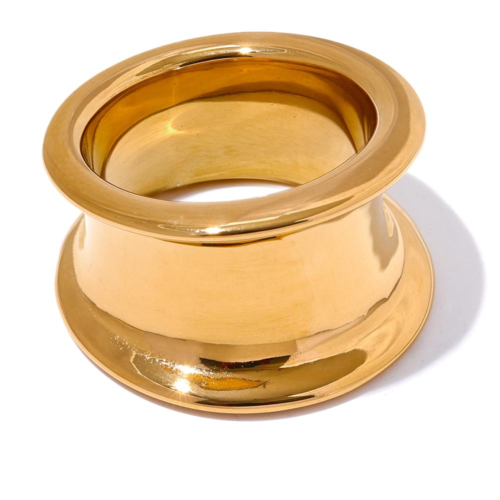 

Yhpup Stylish Unique Stainless Steel Round Wide Ring Stain Less Sleek Metal Individualistic Unusual Jewelry High Quality Gift 8