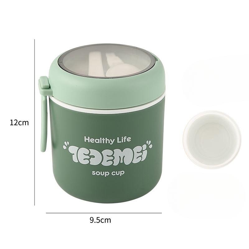 Stainless Steel Insulated Lunch BoxDouble-layer Portable Soup Cup, Small Rice Bucket Sealed Breakfast Cup Soup Bowl