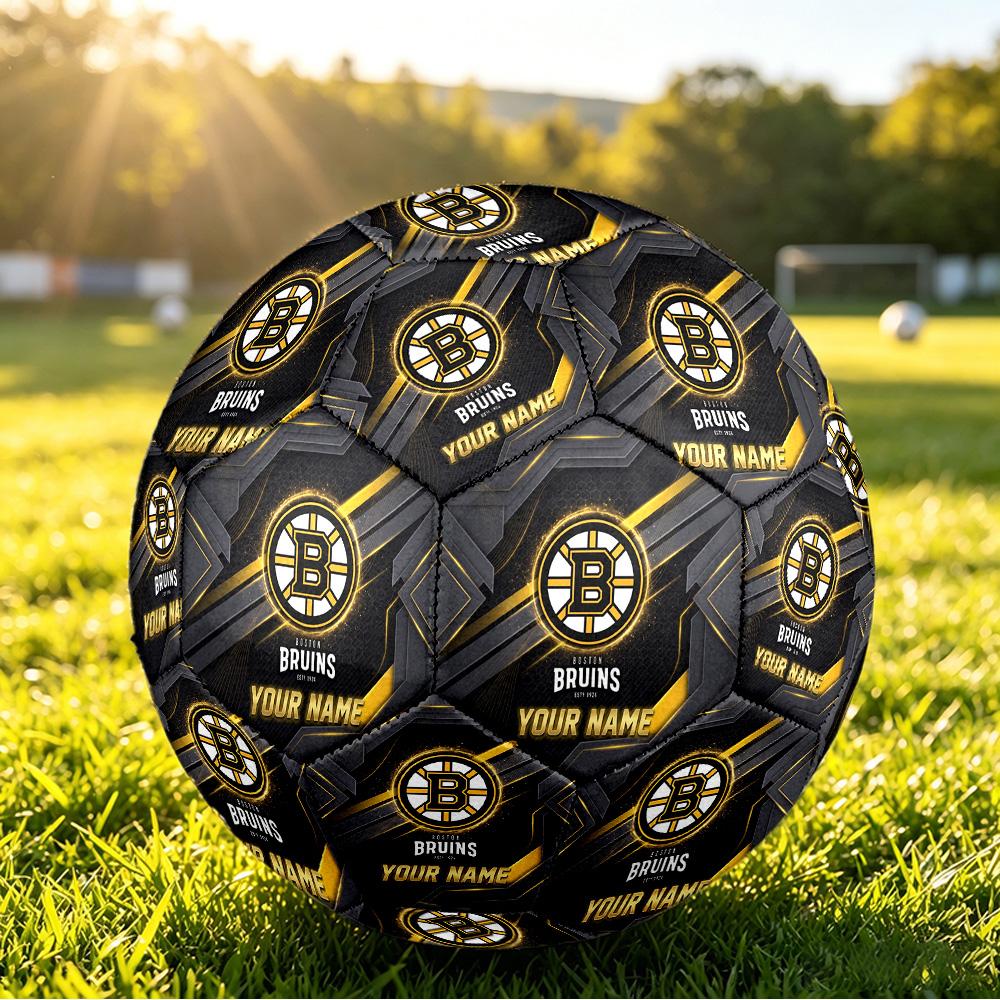 Boston Bruins Size 5 Football, Custom Name Text Personalized Soccer Ball Sport Training Gift