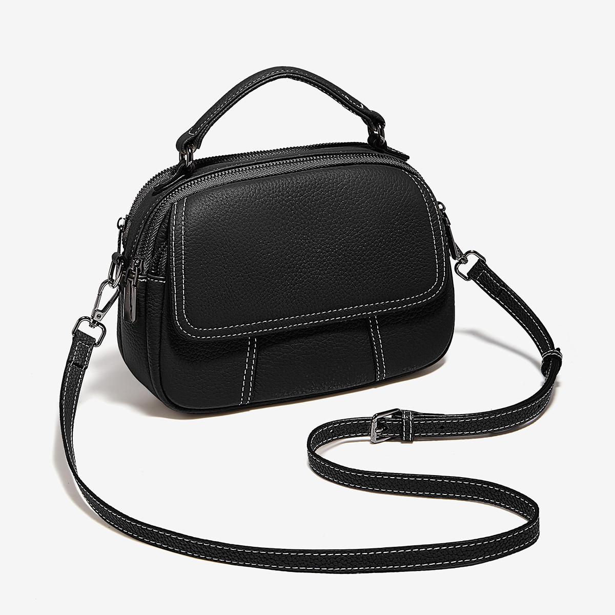 FOXER Genuine Leather Women s Shoulder Bag Casual Retro Messenger Bag Lady Crossbody Bag for Real Cowhide Female Handbag Purse