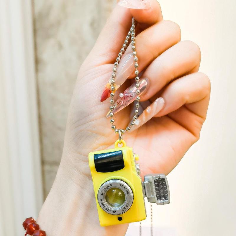 Korean Style LED Camera Keychain - Sounding & Luminous Bag Accessory Pendant