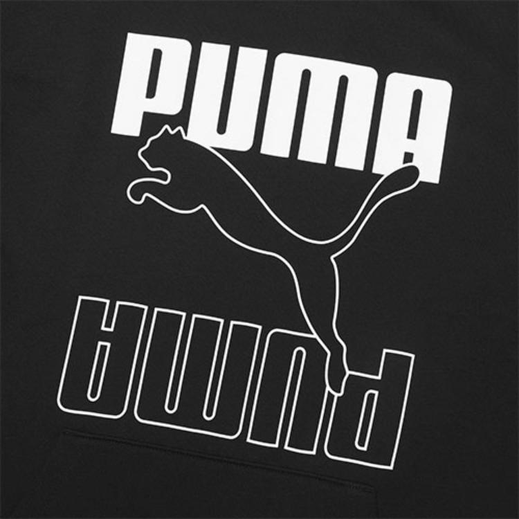 Puma Rebel Logo Print Sports Hoodie Women Tops Black 586521-01