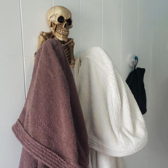 Skull Toilet Paper Holder Wall Mount Toilet Tissue Paper Roll Storage Holder Resin Skeleton Figurine Gothic Bathroom Accessory