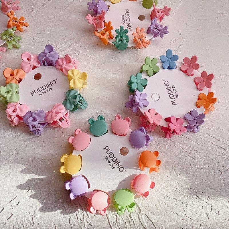 10 Pcs/set Cute Flower Stars Small Hair Claws for Girls Kids Hair Pins Colorful Hair Clips Crabs Fashion Hair Accessories