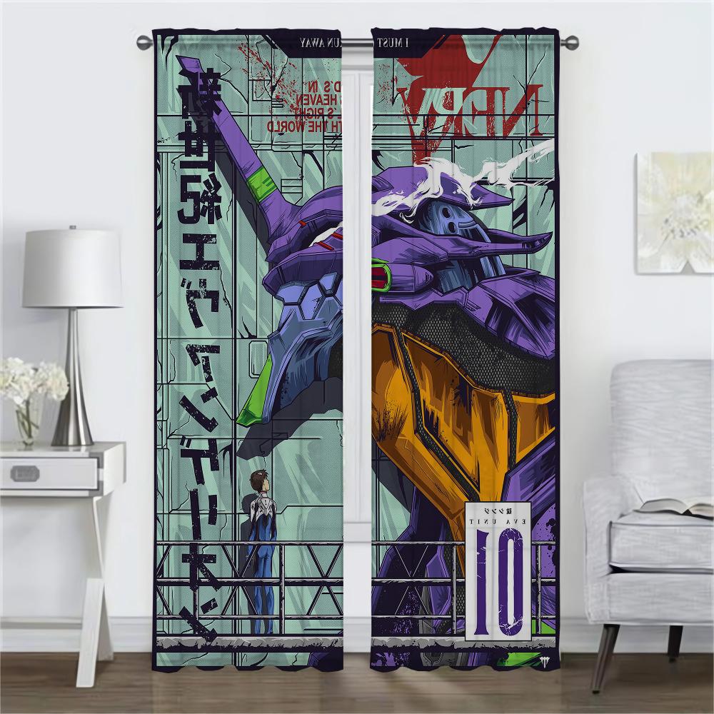 E-EvangelionS Curtains for Living Room Curtain for Room 2 Panel Shades Home Interior Curtains Partition Halloween Decoration