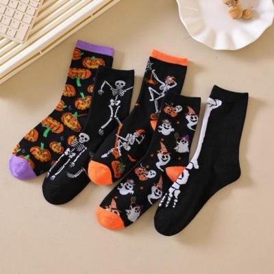 Chaussettes Longues Homme Printemps et Automne Respirantes Ambiance Halloween Tête de Mort Petit Diable
